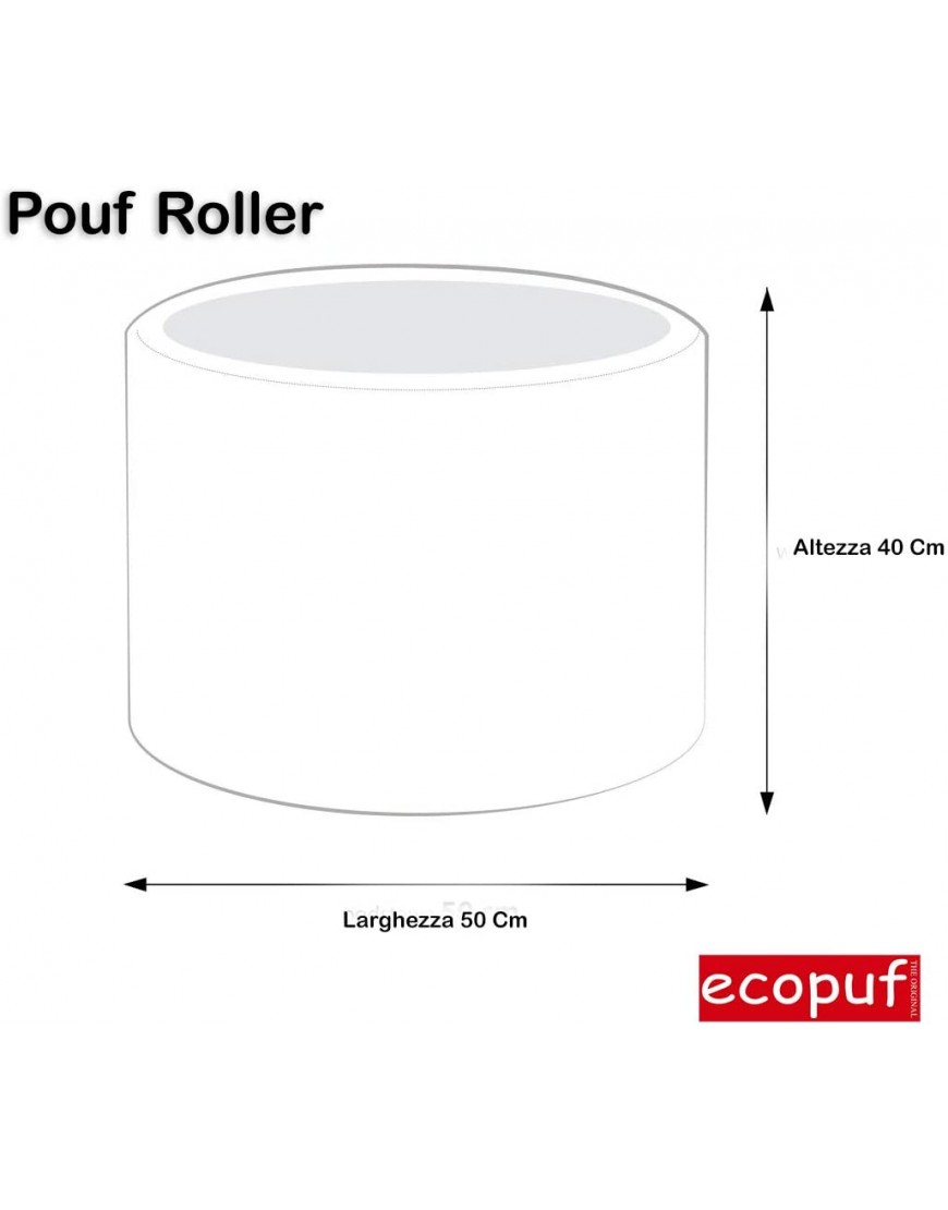 Ecopuf Pouf rond rembourré en polyester pour extérieur et intérieur - BJKN3TMCO