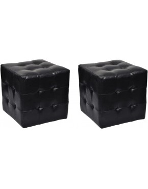 vidaXL 2X Pouf Cube Capitonné Noir Similicuir Salon Canapé Siège Repose-Pied - BK575JGVU