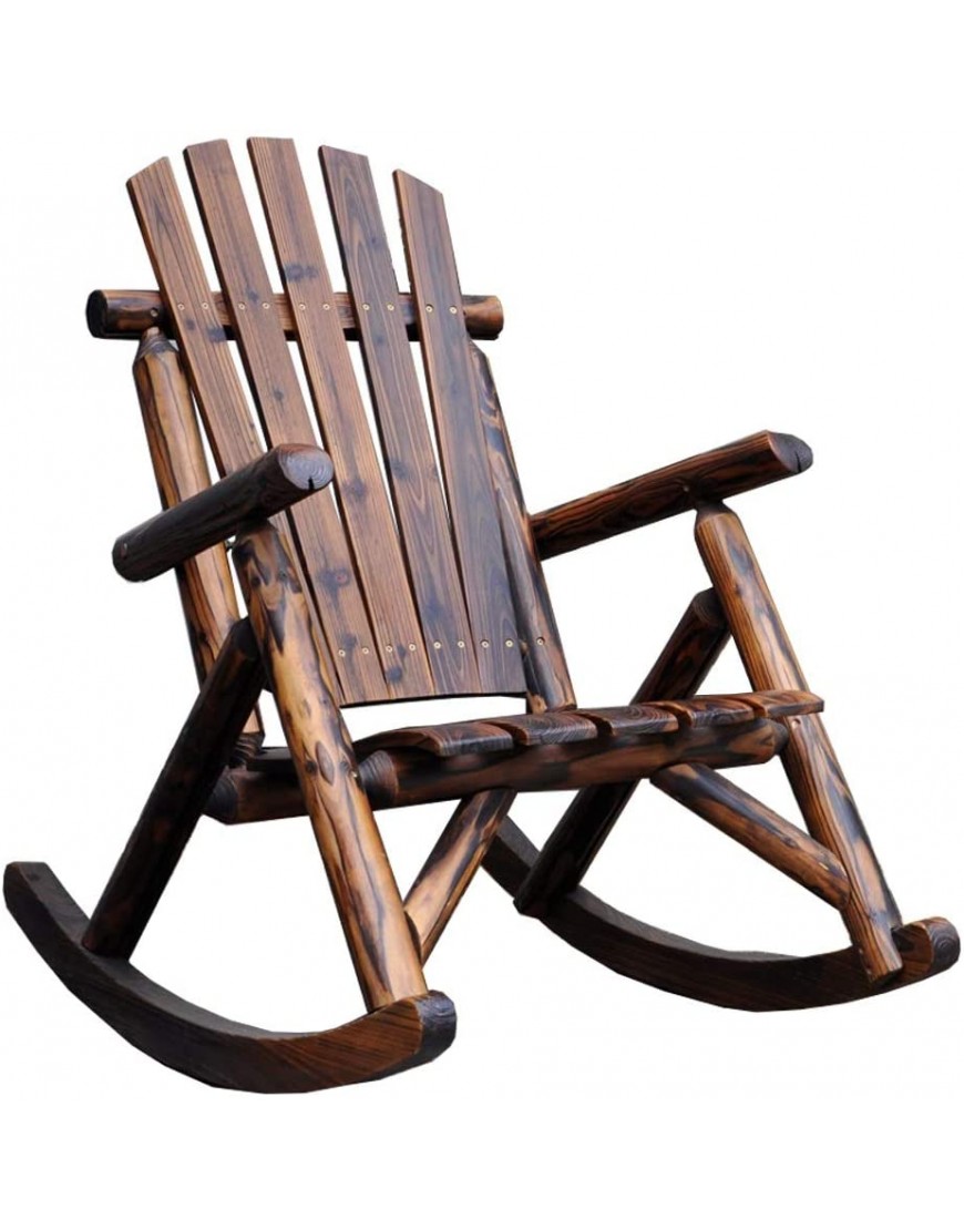 Fauteuils à bascule Chaises Chaise à bascule Barre de bois ronde pour balcon pelouse jardin carbonisée Tables d'extérieur résistant à la corrosion et chaises de la corrosion et chaises de loisirs de l - B91HNWTTV