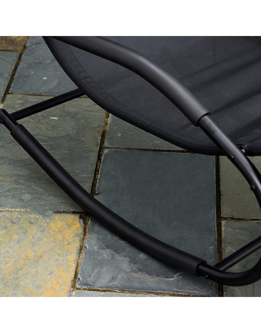 Outsunny Chaise Longue à Bascule Rocking Chair Ergonomique avec tétière accoudoirs métal galvanisé textilène dim. 63l x 160P x 88H cm Noir - B66HKCRKU