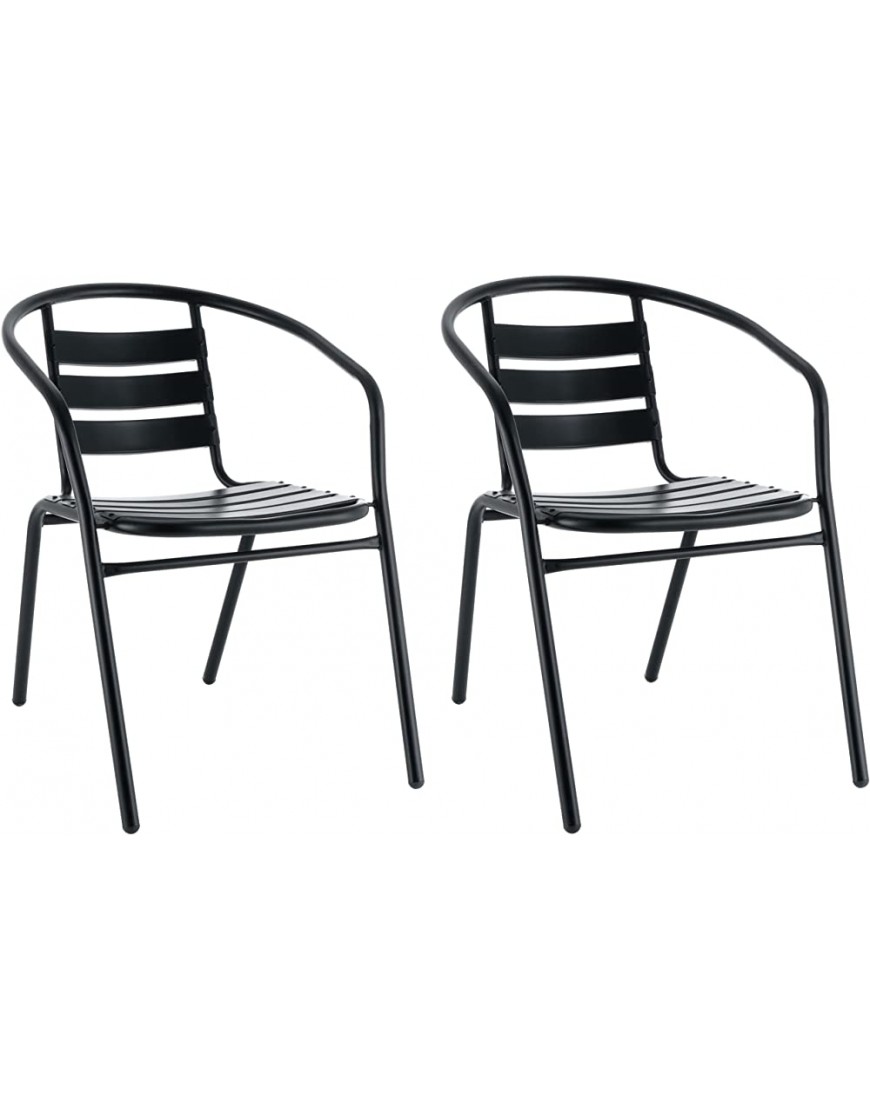 Baroni Home Lot de 2 chaises d'extérieur en métal empilable 56 x 55 x 75 cm Noir - BWJMDSLTA