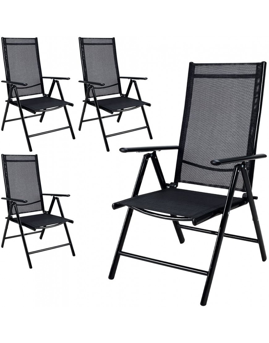 Casaria Lot de 4 chaises de Jardin à Dossier Haut Anthracite en Aluminium Pliable résistant aux intempéries réglable - BK78HTJNV
