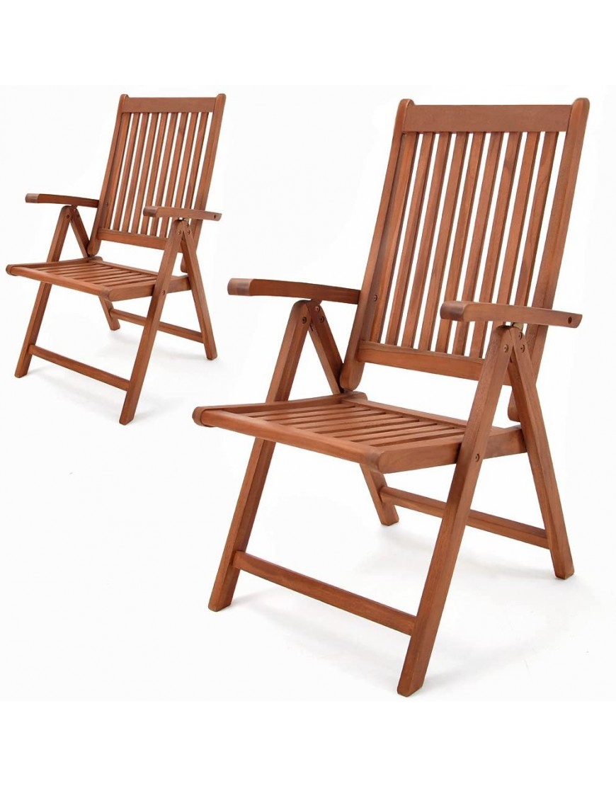 CASARIA Set de 2 chaises Pliantes Vanamo en Bois d'eucalyptus Chaise de Jardin Pliable Fauteuil de Jardin en Bois - BK836VDSU