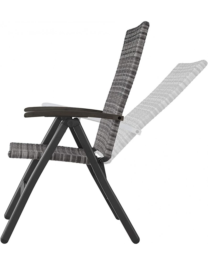 Chaise de Jardin Pliante en Résine Tressée et Aluminium Dossier inclinable sur 5 Positions Gris - BEQEDIWBK