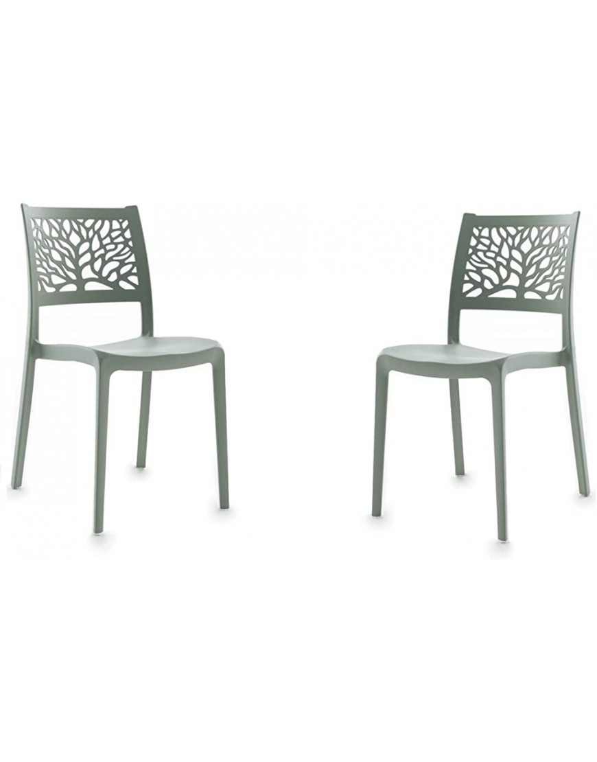 Chaise d'extérieur ou intérieure empilables en polypropylène design moderne London Tree Salvia Set 2 - BJND1WPFX