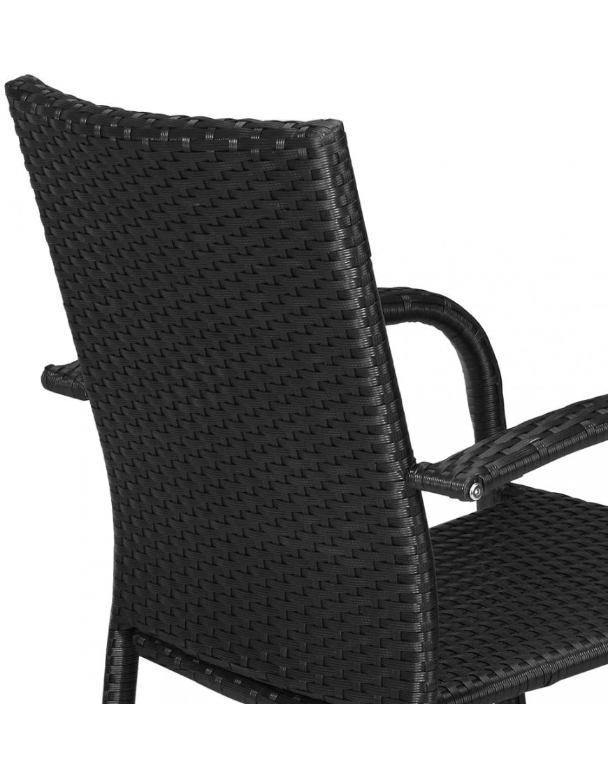 Deuba 4X Chaises de Jardin polyrotin Confortable empilable accoudoirs Robuste Noir Set de 4 chaises Fauteuil de Jardin polyrotin Chaise de Jardin empilable - B64WECFCA