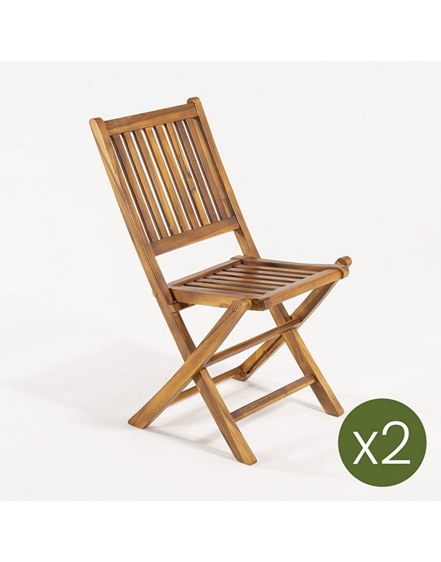 Edenjardi Pack 2 chaises de Jardin Pliantes en Teck | Bois de Teck de catégorie A | Taille : 51x55x90cm | Traitement de l'eau appliqué - BA8KNLZJJ