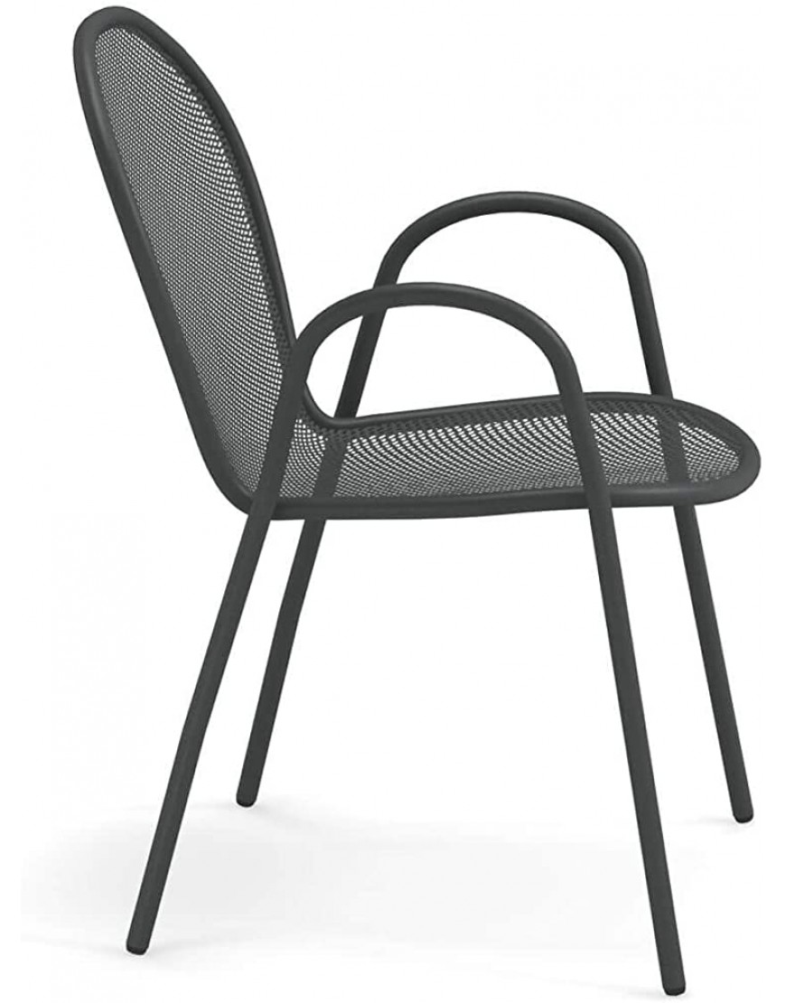 EMU Ronda Art. 116 Lot de 6 chaises avec accoudoirs Gris antique pour usage extérieur Fabriquées en Italie - BA3W6SGDN