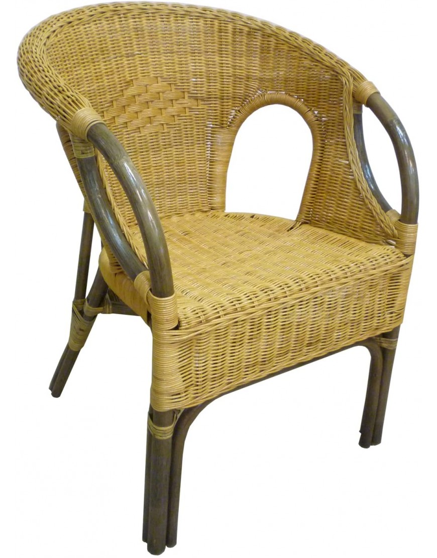Fauteuil de chaise Mandalie en osier bambou rotin et rotin naturel avec coussin pour maison salon jardin - BNM3NVBLY
