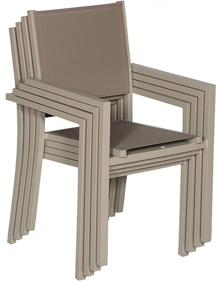 Happy Garden Lot de 10 chaises en Aluminium Taupe textilène Taupe - B5HHQCWWQ