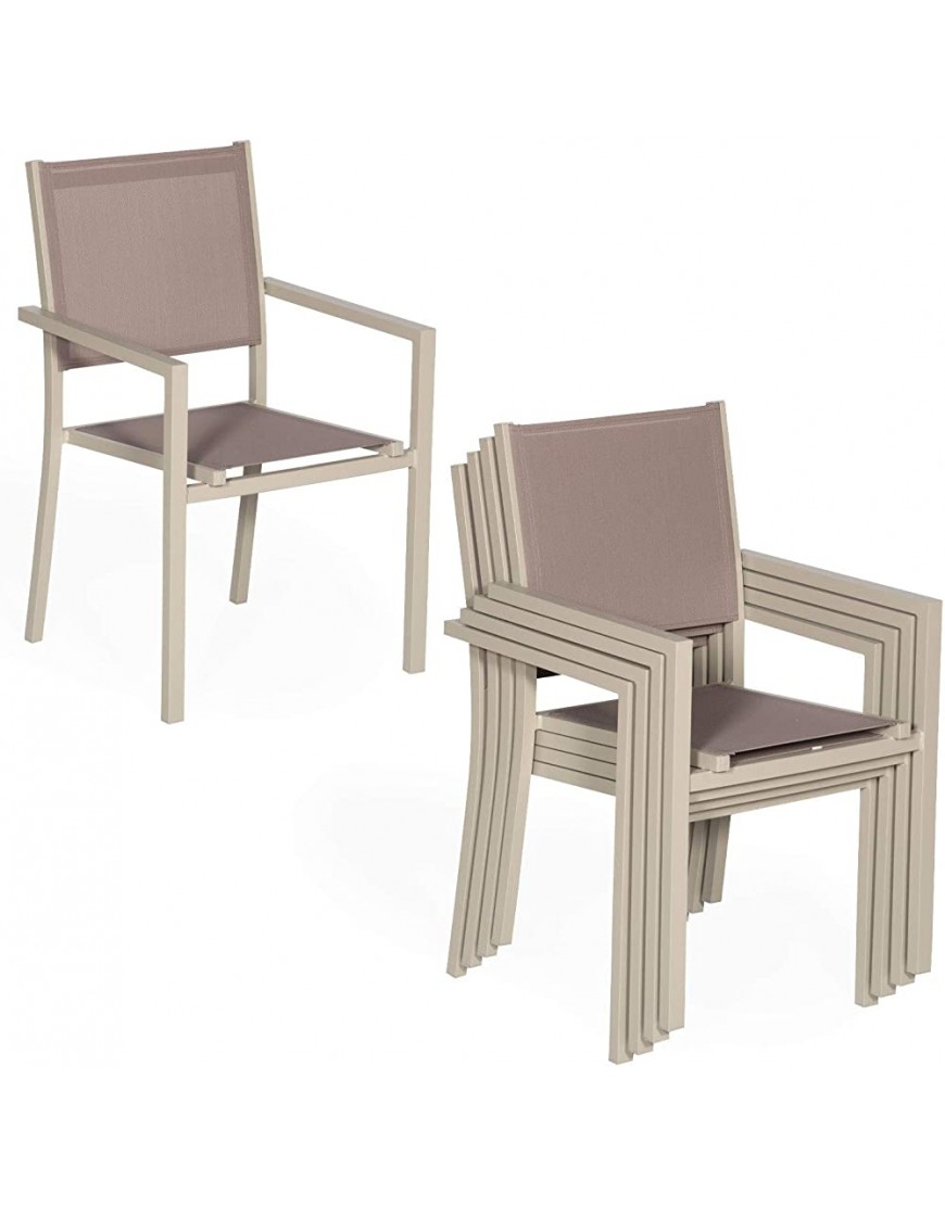 Happy Garden Lot de 4 chaises en Aluminium Taupe textilène Taupe - B42JKBYRC