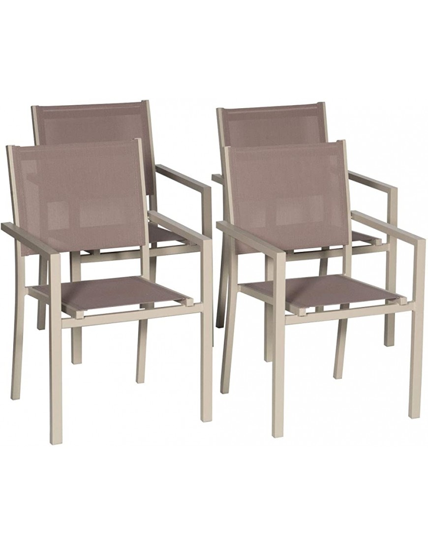 Happy Garden Lot de 4 chaises en Aluminium Taupe textilène Taupe - B42JKBYRC