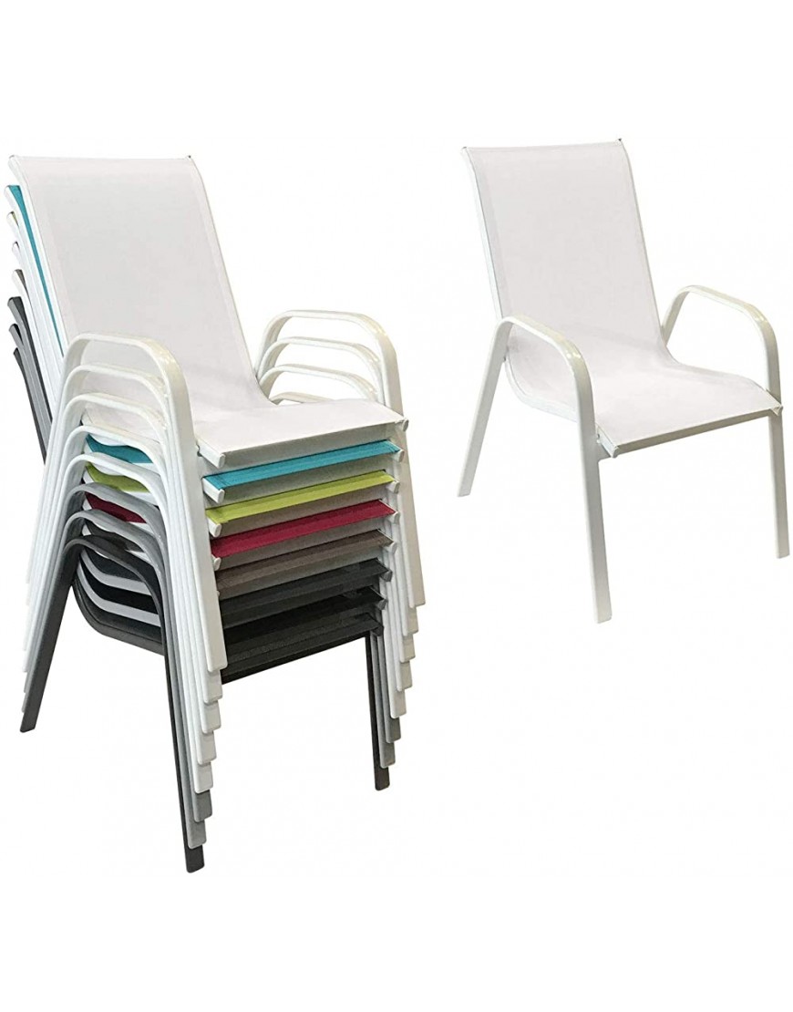 Happy Garden Lot de 4 chaises Marbella en textilène Blanc Aluminium Blanc - B6BJACXLK
