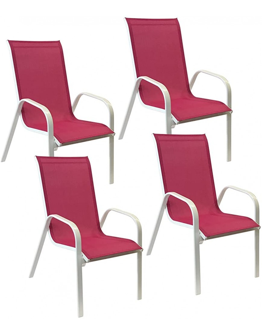 Happy Garden Lot de 4 chaises Marbella en textilène Rose Aluminium Blanc - B86MNKUUH