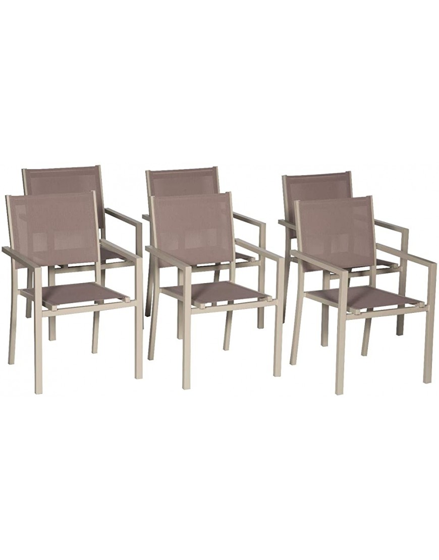 Happy Garden Lot de 6 chaises en Aluminium Taupe textilène Taupe - BJ75MCSVI