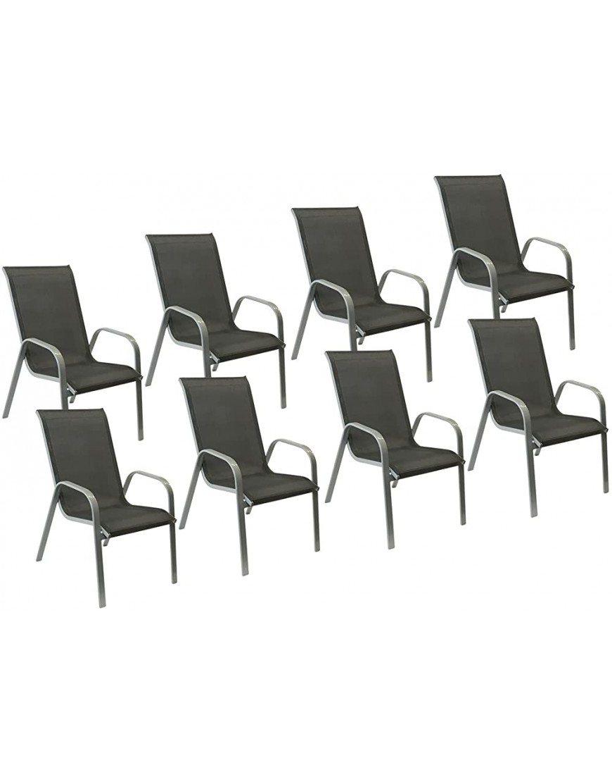 Happy Garden Lot de 8 chaises Marbella en textilène Gris Aluminium Gris - BKDJ7TJWZ