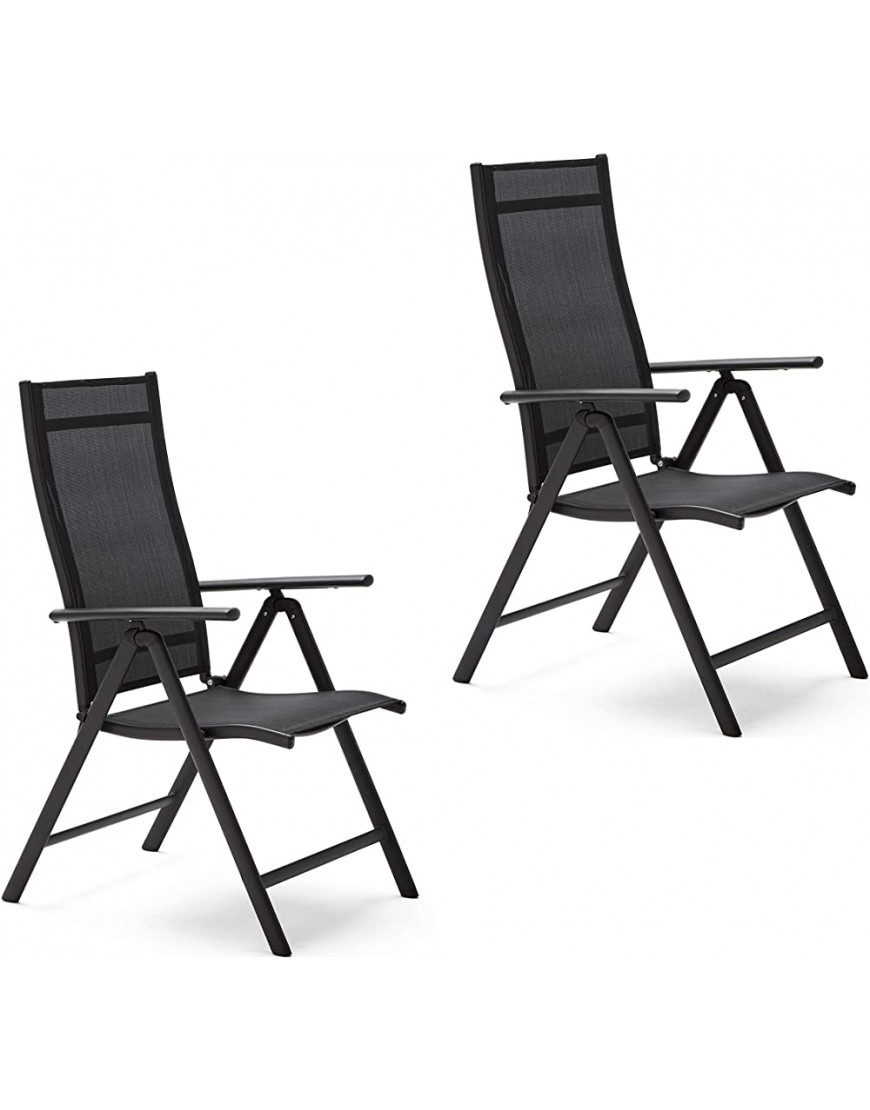 KitGarden Lot de 2 fauteuils pliants multipositions pour terrasse jardin Noir - B6HAKKTAX