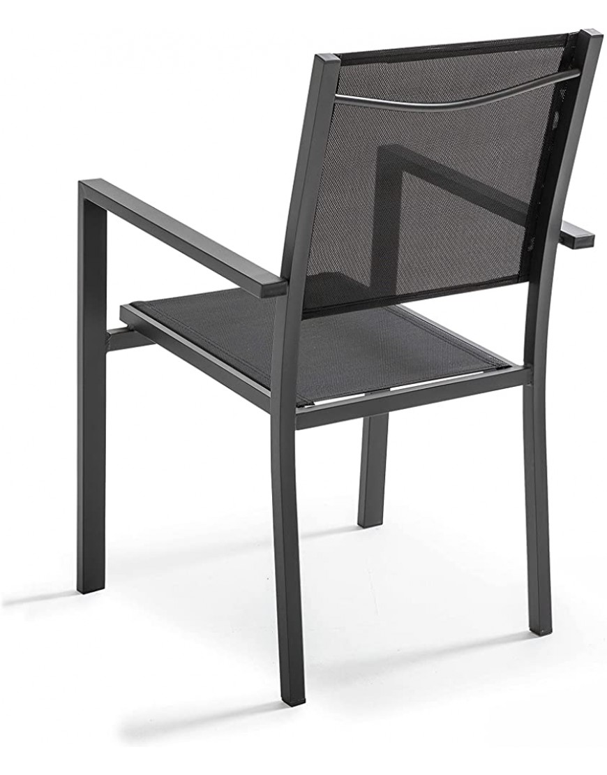 Lot de 2 fauteuils de Jardin en Aluminium et textilène Noir - B2BV3DFKS