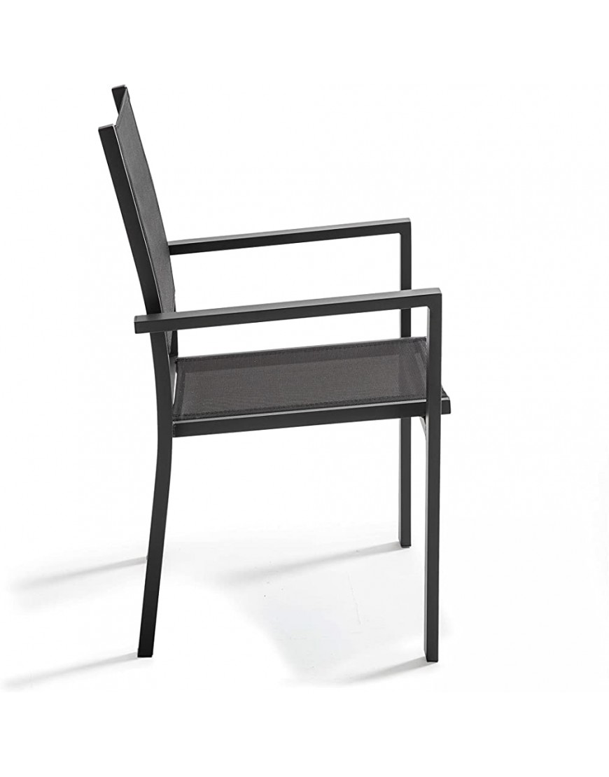 Lot de 2 fauteuils de Jardin en Aluminium et textilène Noir - B2BV3DFKS