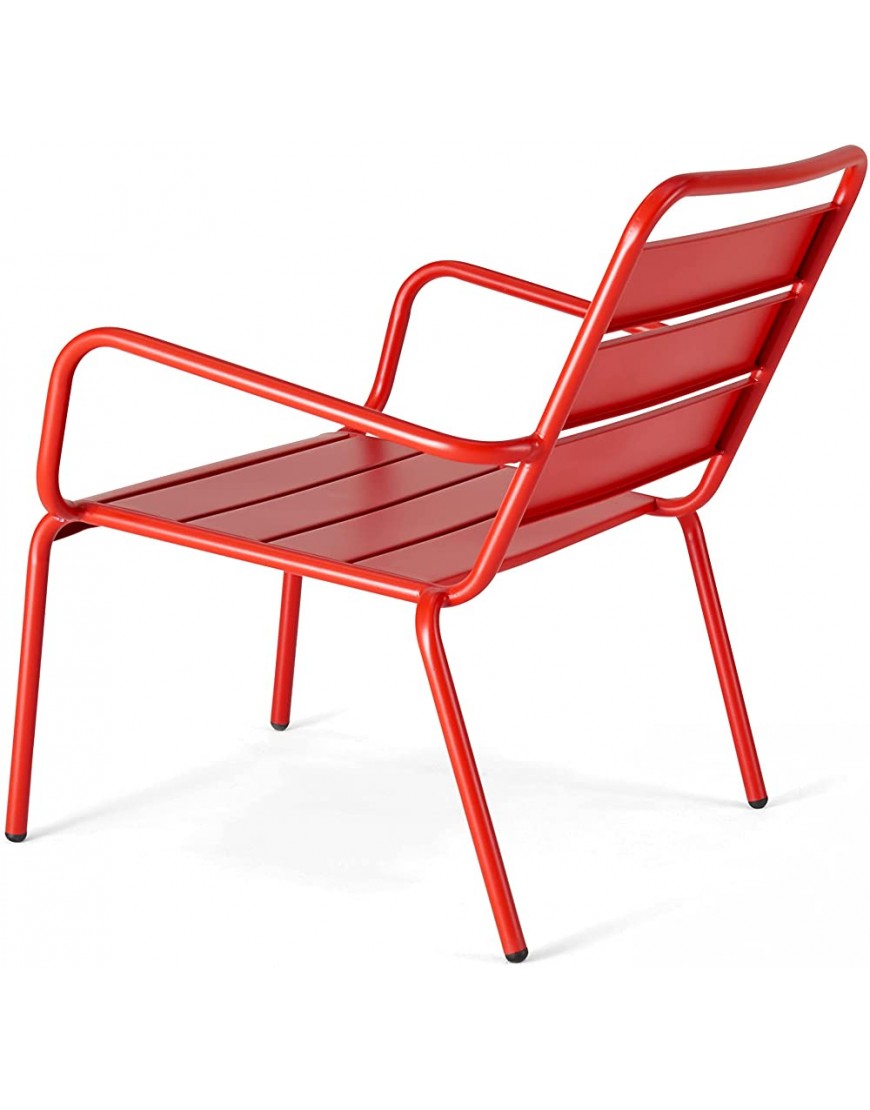 Palavas Lot de 2 fauteuils Relax avec Repose-Pieds en métal Rouge - B283WLQDB
