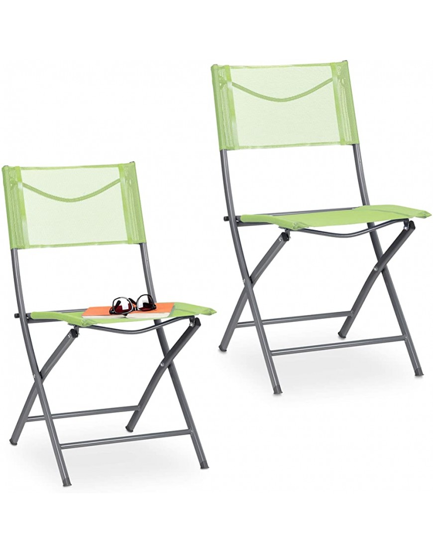 Relaxdays Chaise de Jardin 2 Fauteuil Pliable Balcon terrasse Fauteuil de Camping métal Jusqu’à 120 kg; Robuste - BD322SVBA