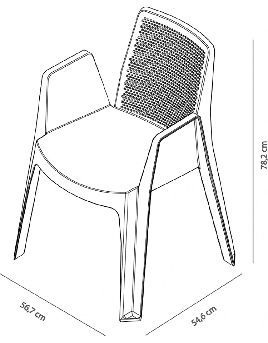 RESOL Play Set 4 chaises de Jardin avec accoudoirs empilable | Fauteuil Design Moderne léger et Durable Filtre Solaire UV | pour Patio Balcon ou terrasse Salle à Manger extérieure Blanc - BEKKWQKDS