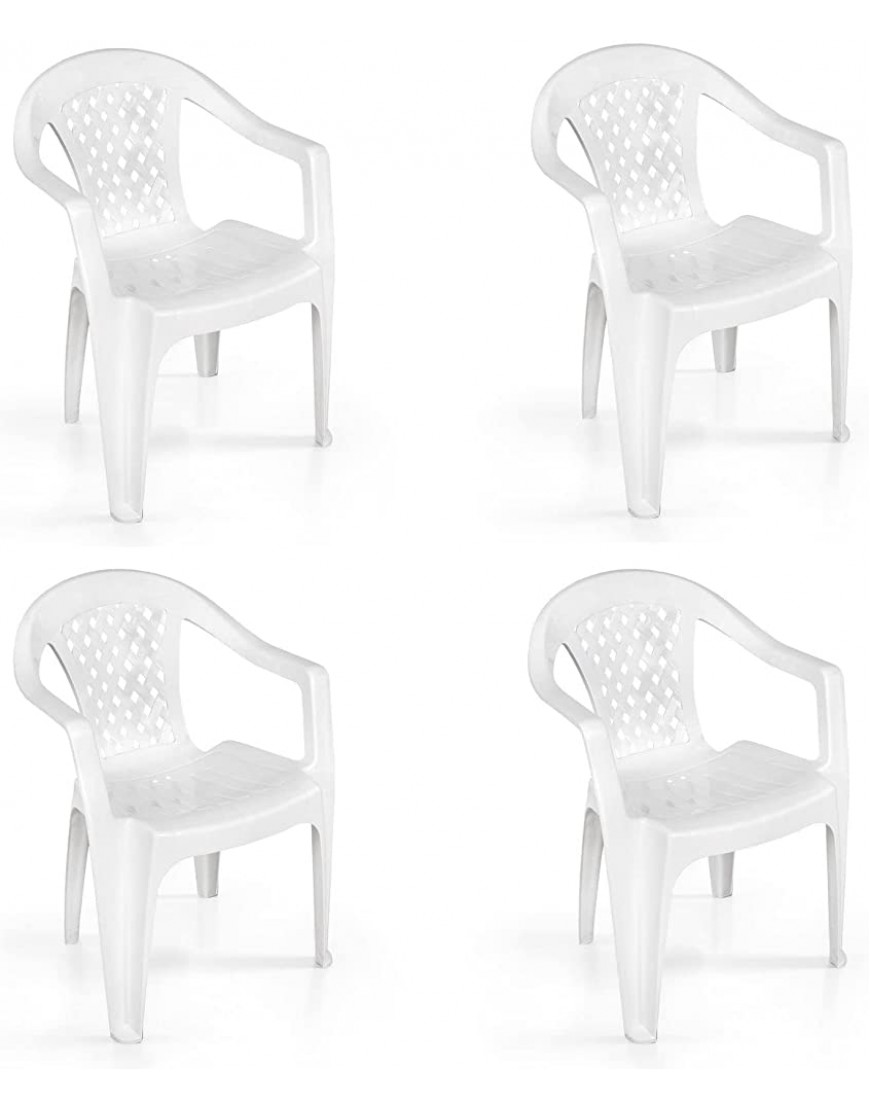 Select Mobilier Lot DE 4 CHAISES DE Jardin Blanches EMPILABLE Plastique Effet ROTIN Chaise EMPILABLE en Plastique - B497BGIHK