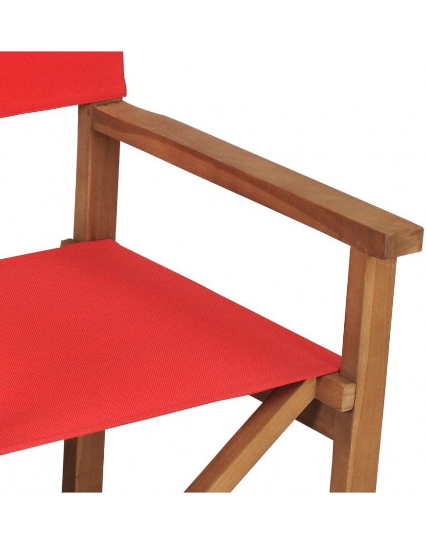 vidaXL Bois de Teck Solide Chaise de Metteur en Scène Chaise de Camping Chaise d'Extérieur Chaise de Jardin Chaise de Directeur Plage Rouge - BQK52SBMW