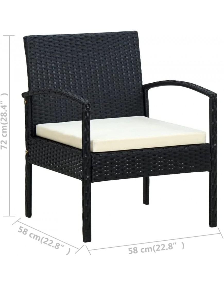 vidaXL Chaise de Jardin avec Coussin Chaise de Terrasse Fauteuil d'Extérieur Chaise de Salle à Manger de Patio Résine Tressée Noir - BD761YMCD