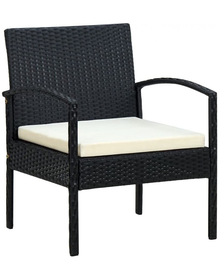 vidaXL Chaise de Jardin avec Coussin Chaise de Terrasse Fauteuil d'Extérieur Chaise de Salle à Manger de Patio Résine Tressée Noir - BD761YMCD