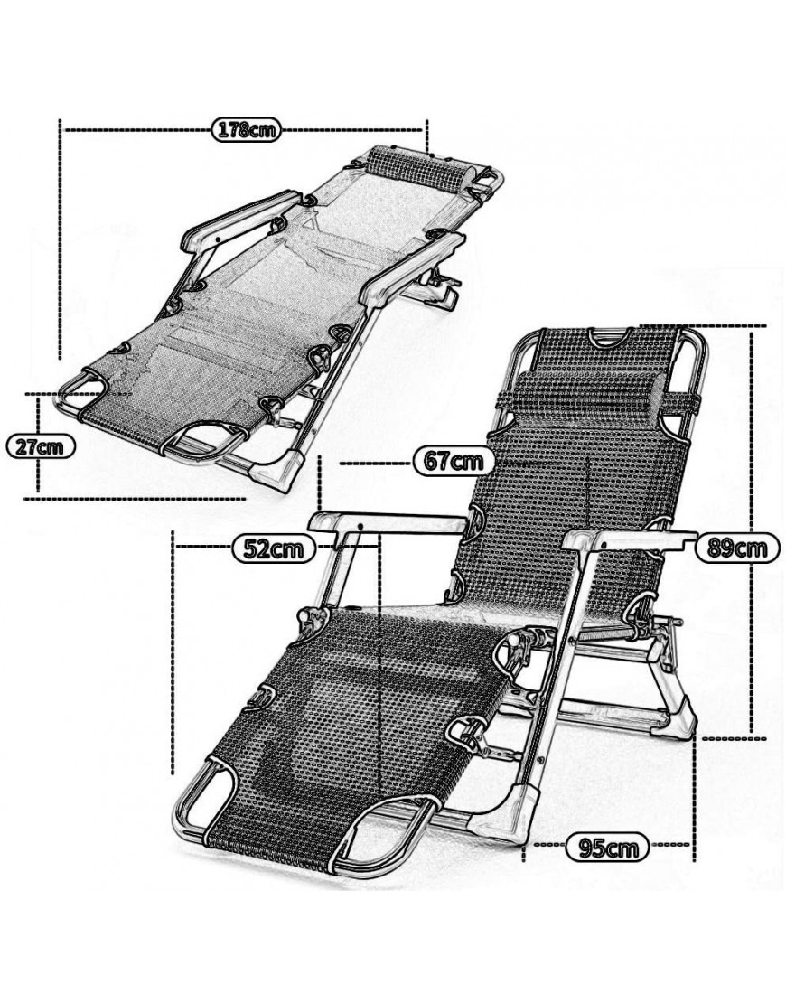 Chaise Longue d'extérieur de terrasse verrouillable à gravité zéro Fauteuil inclinable réglable rembourré surdimensionné avec appuie-tête Support 440 LB Gris - BDQW1YSHT