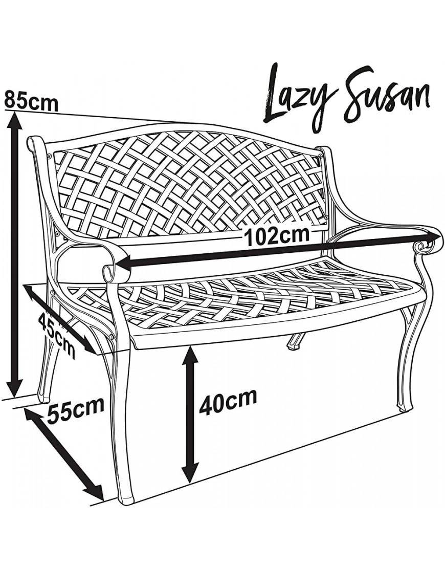 Lazy Susan Furniture Banc de jardin Jasmine En métal No cushion AB - BDJ62DHCP