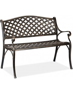 Relaxdays Banc de Jardin et de Balcon 2 sièges Design Antique en Aluminium HlP 82x102x60 cm Bronze Noir doré - BVK2ADSNH
