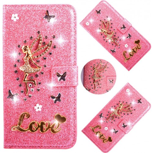 Bling Glitter Amazing Card Slot Compatible avec iPhone 6S iPhone 6 iPhone 6S 6 Fairy Girl Pink - BWDQNITEZ