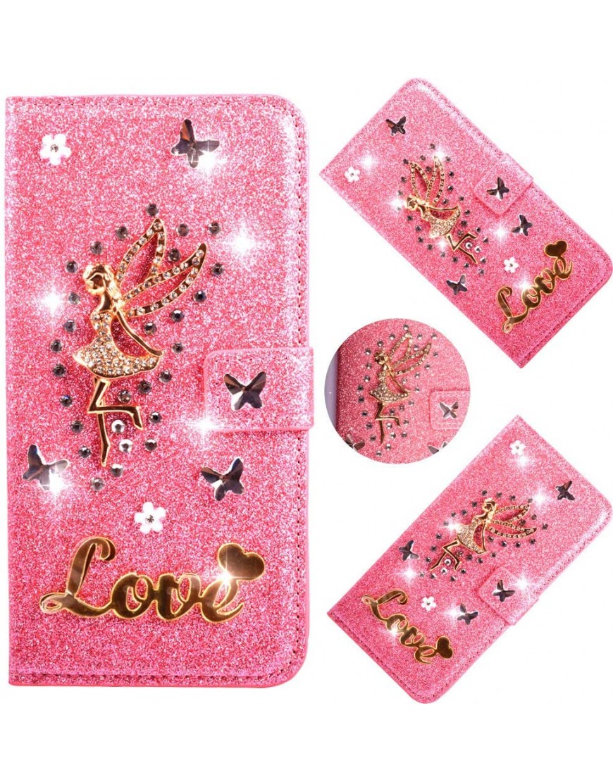 Bling Glitter Amazing Card Slot Compatible avec iPhone 6S iPhone 6 iPhone 6S 6 Fairy Girl Pink - BWDQNITEZ