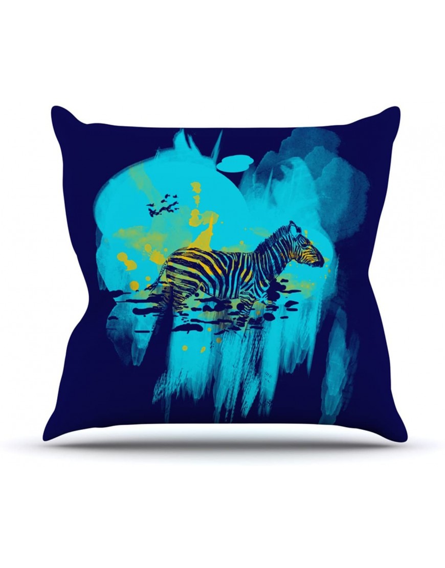 Kess internes fh1002aop03 18 x 46 cm Frederic Levy-hadida watercoloured extérieur Bleu Zebra Couvre-lit Coussin – Multicolore - B8KEKVIFH