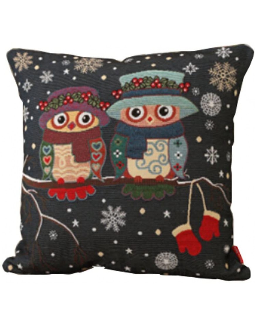 Owls Theme Housse de Coussin décoratif en Lin de Coton Housse de Coussin de Sol Winter's Love - B7D9VZJKL